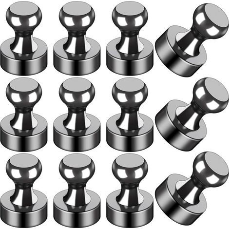 Lot de 12 aimants noirs pour réfrigérateur, petits et puissants, pour tableau blanc, bureau, salle de classe, carte, cuisine