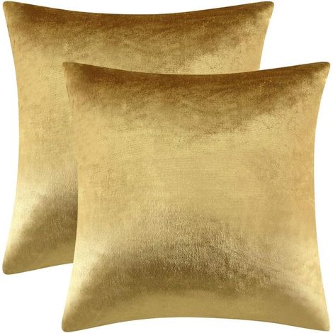 2er-Set Kissenbezüge aus goldenem Samt, 45 cm x 45 cm, dekorative quadratische Kissenbezüge für Sofa, Wohnzimmer, Schlafzimmer