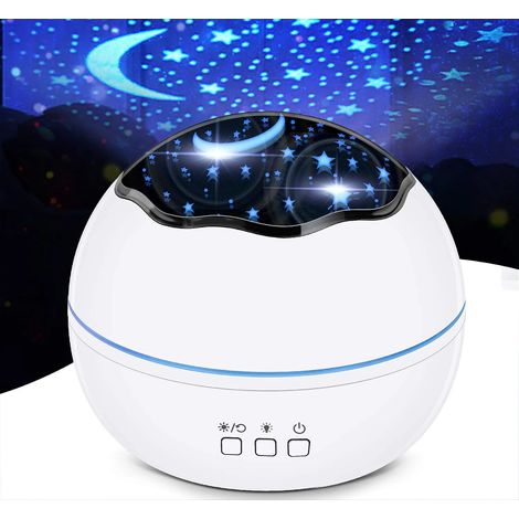 Projecteur d'étoiles LED, veilleuse galaxie, projecteur pour chambre à coucher, lampe de chevet, 8 modes d'éclairage, luminosité réglable, rotation à 360° (1/4)
