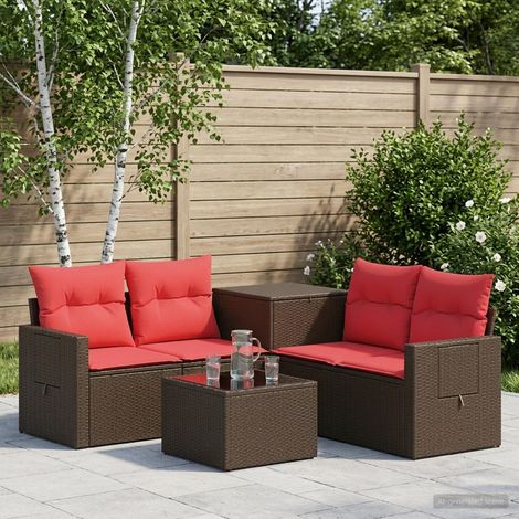 vidaXL Set di divani 6 pz Marrone e Rosso 55 x 55 x 37 cm (1/5)