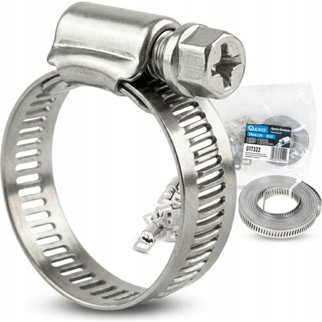 Brida de cable con tornillo sin fin de 8,0 mm x 3 m + 10 abrazaderas (100) (1/4)