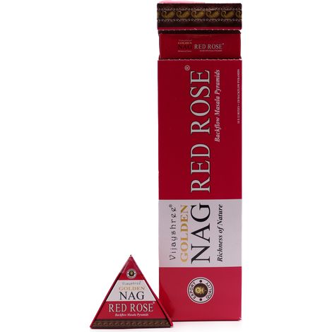 42 g Jumbo Golden Nag  Cônes d'encens à reflux de rose rouge- Vendu par 1 (1/4)