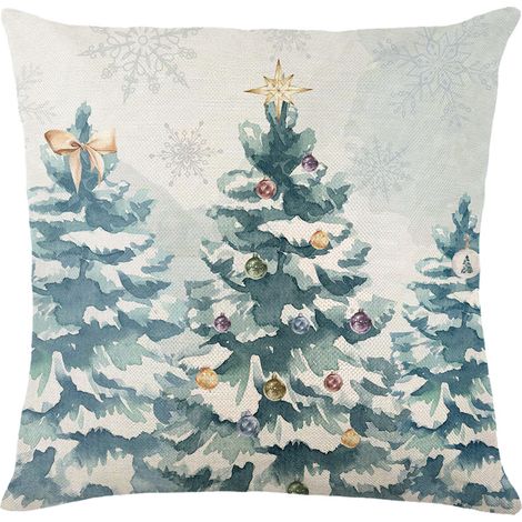 Décorations de Noël - Housse de coussin sapin de Noël 45 x 45 cm, décoration festive pour canapé et coussin de maison (1/5)