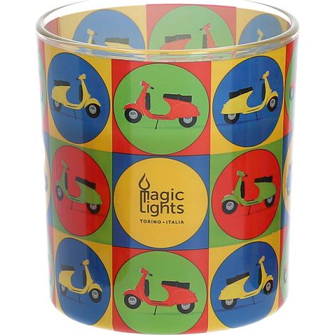 VELA EN VASO POP ART Ø7,5x8,4cm MOTOS MAGIC LIGHTS (1/3)