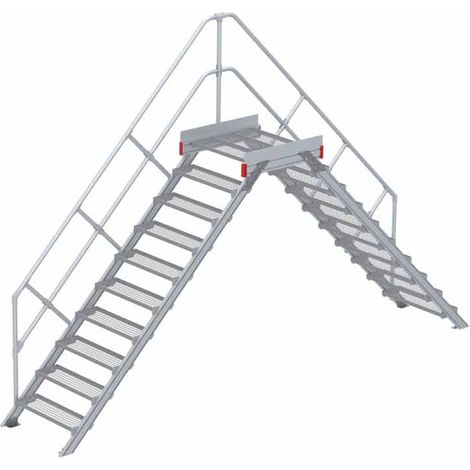 Euroline 512 Überstieg 45° 800mm Stufenbreite 2x10 Stufen Stahl Gitterrost