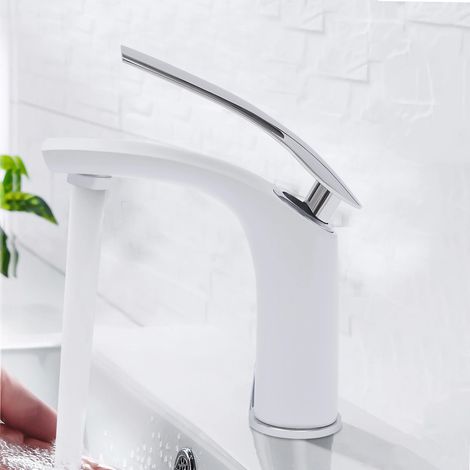 Weiß Wasserhahn Badarmatur Waschtischarmatur Einhandmischer Mischbatterie Waschbecken Armatur für Bad Küche