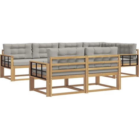 Set di divani da esterno 6 pz Bianco e Grigio Chiaro Poliestere vidaXL (1/5)
