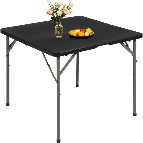 Table pliante carrée de 86 cm (34 pouces), table pliante en plastique pour fêtes et pique-niques, idéale pour le camping et l'intérieur, avec poignée. Convient pour une utilisation intérieure et extér (1/5)