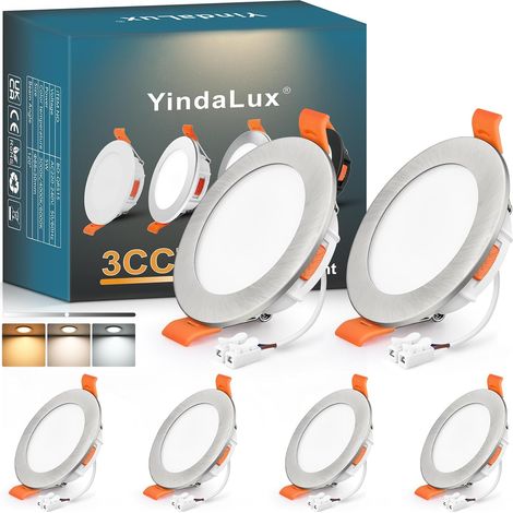 Spot LED Encastrable 68mm 5W 550LM Spots de plafond IP44 Spot salle de bain, Blanc Chaud 3000K Blanc Neutre 4000K Blanc Froid 6000K Réglable, Trou Φ65-75mm, AC220-240V, Lot de 6, Noir (1/5)