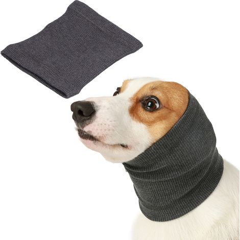 Cache-oreilles pour chien, protection auditive pour animaux de compagnie, bandeaux antibruit, lavables, haute élasticité, bonnets anti-pression pour chiens, cache-cou pour chien, gris M (1/5)