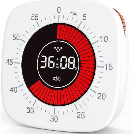 Minuteur visuel adapté aux enfants, minuteur numérique avec compte à rebours de 60 minutes, minuteur/horloge de bureau silencieux (1/5)