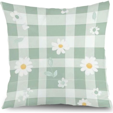 Housse de coussin floral bleu rose jaune, décoration salon style ferme,45×45cm (1/5)