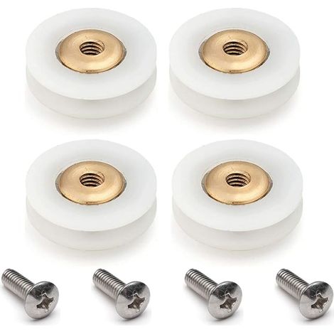 Lot de 4 roulettes rainurées de rechange pour porte de douche 19 mm de diamètre