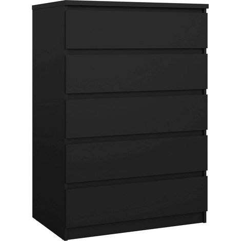 Dmora - Cajonera Georgette, Cómoda multiusos, Cómoda de dormitorio, Gabinete con cajones, 77x50 h111 cm, Negro