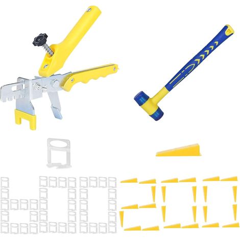 Kit de nivellement de carrelage 1mm 1/32”, 600 entretoises + 200 cales réutilisables avec pince – Outil pour carrelage en pierre et céramique (600+200+pince, 1mm) (1/5)