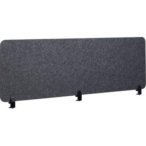 Divisorio da scrivania in PET con rivestimento in tessuto 180 x 50 cm grigio scuro Split