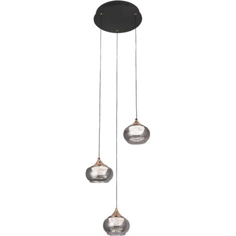 Plafoniera LED a sospensione “Pompeya” 3 luci con telecomando (21W 3CCT 1890lm) IP20 80-100x35x35cm colore nero
