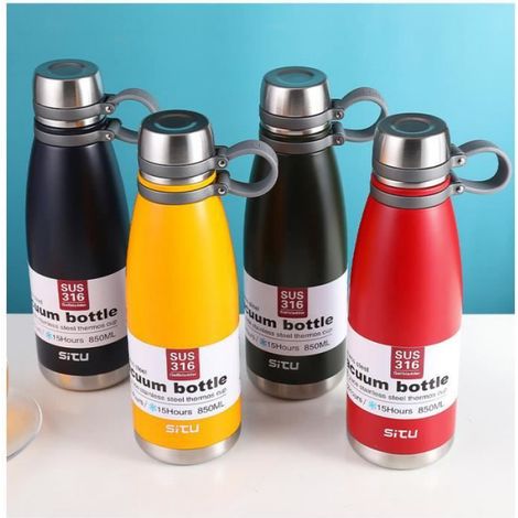 Bouteille Isotherme en Acier 650ml SUS 316 Haute Qualité Maintien au chaud pendant 12-24h Tasse de sport Noir (1/4)