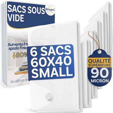 Sac Sous Vide Vetement Aspirateur Lot de 6 pièces S 60x40 - Sac de Rangement Sous Vide De Qualité Supérieure - Housse Aspirable Rangement Les Seules Avec une Épaisseur de 90 Microns (1/5)