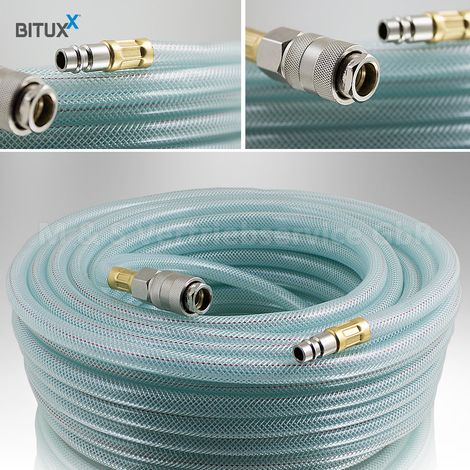 Bituxx 30 Meter PVC Druckluftschlauch mit 1/4 Schnellkupplung Kompressor Kompressoren Schlauch Leitung 30m (1/4)