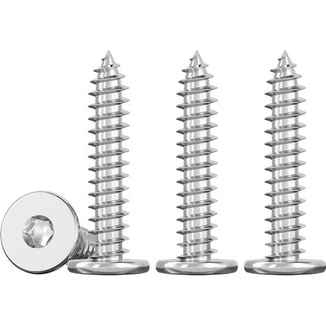 Vis a Bois en Inox M4x30mm Mince Autotaraudeuses à Tête Plate Vis à Bois, EntièRement Fileté, 100 Pièces (1/5)