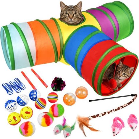 Cat Toy Set with Tunnel, Rod, Balls & Mice - 24 pcs (1/5)