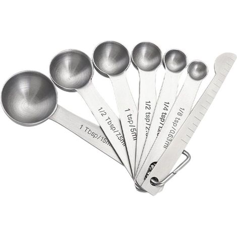 6PCS Measuring Spoons Set with Measuring Ruler for Dry and Liquid Ingredients Cooking Baking Utensils Stainless Steel Heat-Resistant Cookware Set Kitchen Gadgets (1/5)