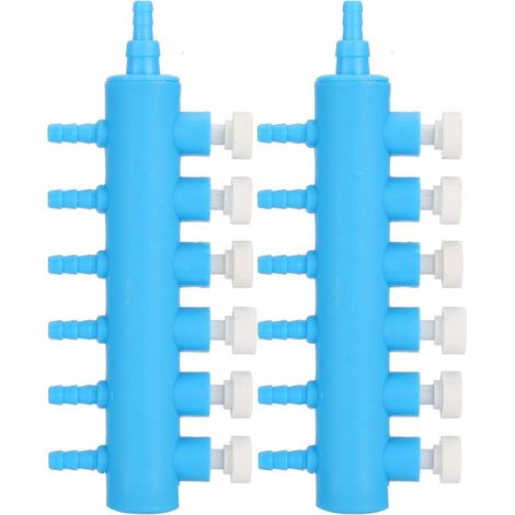 2 Pcs Réservoir de Poissons Splitter D'air Distributeur D'air Tuyau Réglable Shunt avec Valve En Plastique Bleu Blanc Aquarium Pompe À Oxygène Adaptateur Accessoire (1/5)