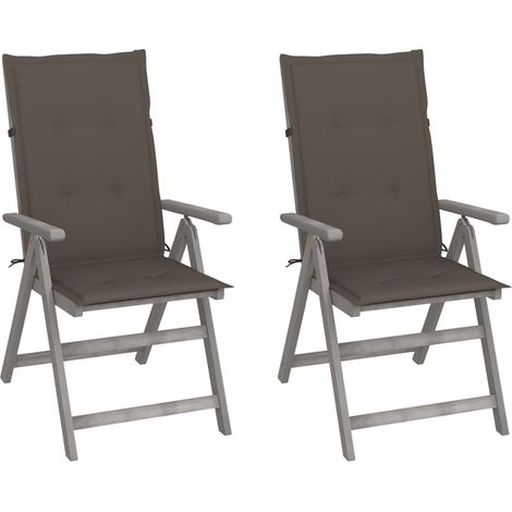 Lot de 2 Chaises de jardin inclinables - Chaises d'extérieur pour terrasse/jardin avec coussins Bois d'acacia BV670987 - BonneVie (1/5)