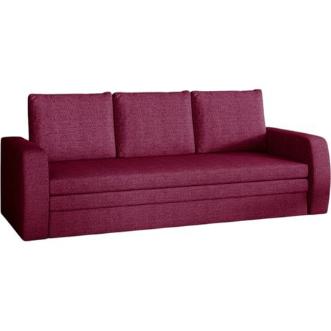 Canapé lit tissu franboise avec coffre de rangement Liverna 220cm (1/5)