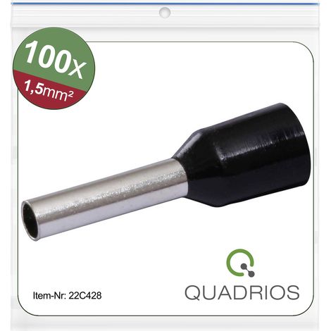Quadrios 22C428 Aderendhülse 1.5 mm² Teilisoliert Schwarz 1 Set (1/4)