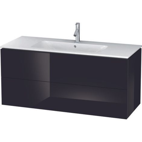 Mobile lavabo L-CUBE 1220x481x550mm nero lucido (1/5)
