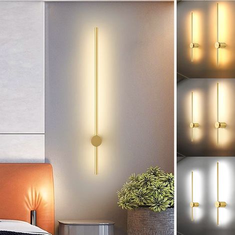 Applique murale LED 60 cm, lampe de chevet rotative à 350°, éclairage décoratif d'intérieur, 3 températures de couleur réglables, doré (1/5)
