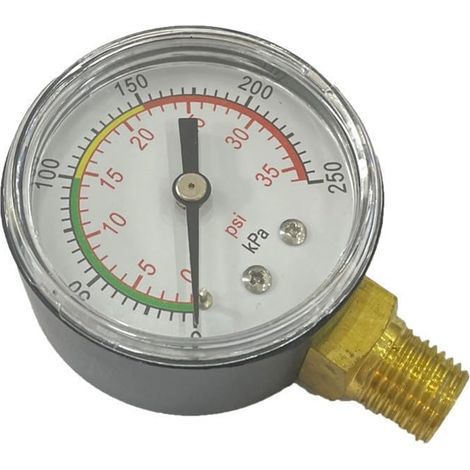 Jauge de pression pour filtre de piscine 0-35 PSI Montage en bas en métal ABS robuste pour cadran pour filtres de piscine, pompe de spa, jauge de test d'eau 5,3 x 7,2 cm (1/5)