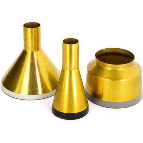 Lot de 3 Vases Déco "Culture" 16cm Blanc & Or (1/3)