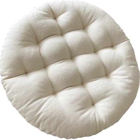 Coussin rond pour chaise - 40 x 40 x 6 cm, blanc - rembourrage moelleux - convient à une utilisation intérieure et extérieure - blanc (1/5)