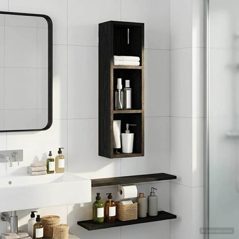 Teenpull – Badezimmer-Wandschrank mit Regal Schwarze Eiche 20 x 14 x 70 cm (1/5)