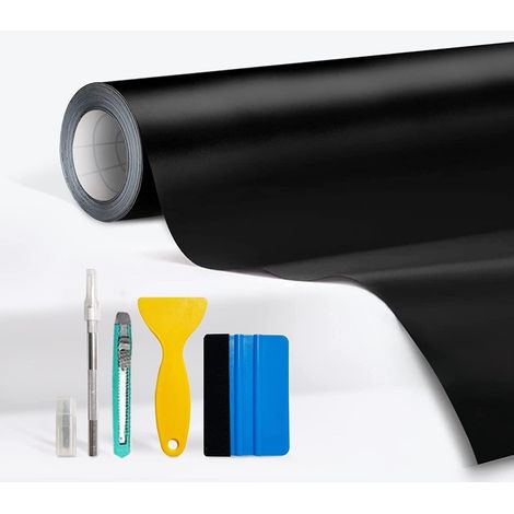 Covering Noir Mat, Covering Voiture 300 x 30cm Film Autocollant Voiture Adhésif, Étanche et sans Bulles, Film de Protection pour Peinture, Auto, Moto, Vélo, avec des Outils (1/5)