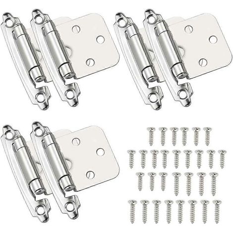 Lot de 6 charnières à fermeture automatique en acier laminé à froid avec ressort et amortisseur pour portes, placards, armoires à chaussures, bibliothèques et caves à vin. (1/4)