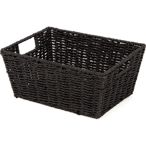 Panier de rangement papier tressé Etna - COMPACTOR - 31 x 24 x H.14 cm - Noir (1/4)