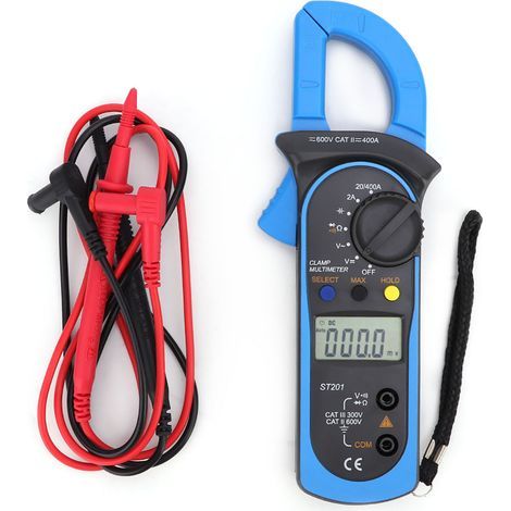 ST201 Multimètre Numérique Pince Ampèremètre Automatique Testeur Tension AC/DC et Diode (Bleu) (1/5)