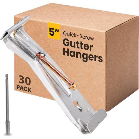 Supports de Gouttière de 5 Pouces, Vis Rapide avec Supports de Gouttière à Vis Pré-assemblés, Crochets de Support de Gouttière Cachés en Aluminium avec Perceuse de (1/5)