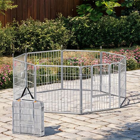 Barrière pour chien pliable en acier 160 x 160 x 80 cm (1/5)