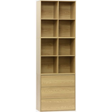 Libreria modulare in legno, 3 cassetti 8 vani
