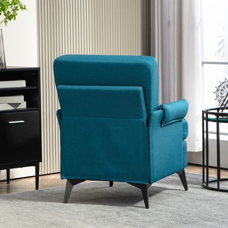 Poltrona relax vert effet lin respirante, 70x73x83 cm, avec accoudoirs enroulés pour salon, assise confortable. (1/5)