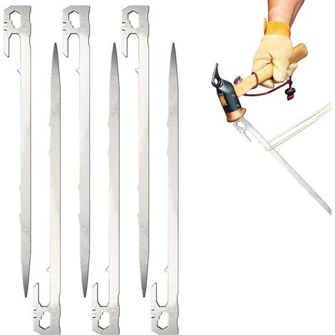 6 piquets de tente 22 cm, acier inoxydable. Robustes, réutilisables, forte adhérence, résistants aux intempéries. Kit d'ancrage pour auvent de cour et jardin (1/5)