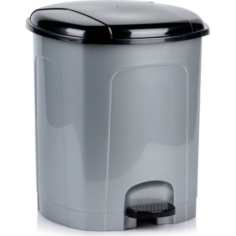 Papelera de pl谩stico con pedal, gris, 21 l (1/5)
