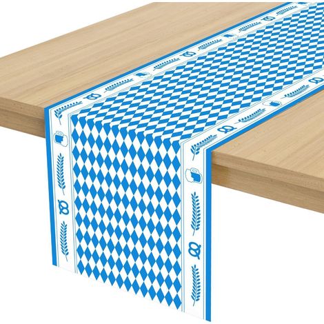 Oktoberfest Tischläufer Blau Weiß 35x183cm Bayerische Raute Deko