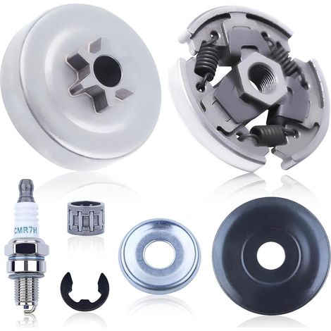 Kit de couvercle d'embrayage avec pignon droit 3/8 pour tronçonneuse Stihl MS211 MS171 MS181 MS171C MS181C MS211C Pièces de rechange 6 dents 1139 160 2000 avec roulement à aiguilles, bougie et clip e (1/5)