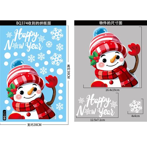 Autocollants Père Noël, décorations de Noël à exporter, autocollants pour portes vitrées, autocollants statiques rennes et bonhommes de neige, autocollants flocons de neige blancs pour fenêtres